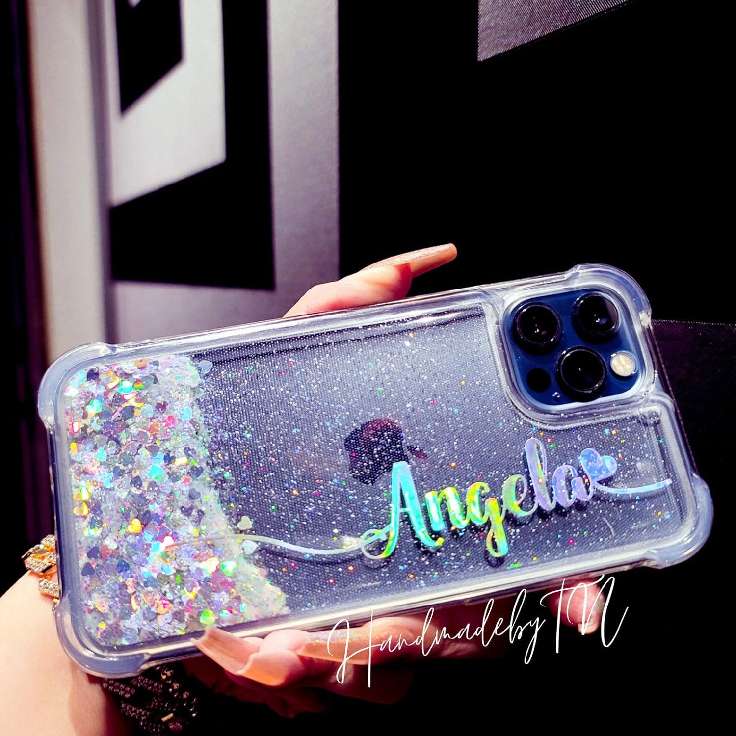 Personalized silver holographic glitter iphone 11 pro max