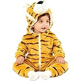 DarkCom Unisex Baby Tiger Costume Animal Onesie Toddler Hooded Romper Halloween Kids' Christmas Pajamas