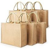 Segarty Tote Bags, 6 Pack Small Burlap Jute Reusable Canvas Gift Favors Bag with handles Blank Tote Bulk for Bridesmaid Wedding, Women Market Grocery Shopping, Bachelorette Party, Beach Trip, DIY