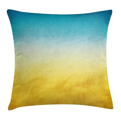 Ambesonne Yellow And Blue Throw Pillow Cushion Cover Surf Waves