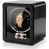 CARLOTA 4 TPD Modes Watch Winder for Automatic Watches, Silent Watch Winder Single - 4th Gen Anti-Magnetic Motor, Adjustable Pillow, Swiss Heritage, Fits most luxury timepieces（Carbon-fibers or Rosewood）