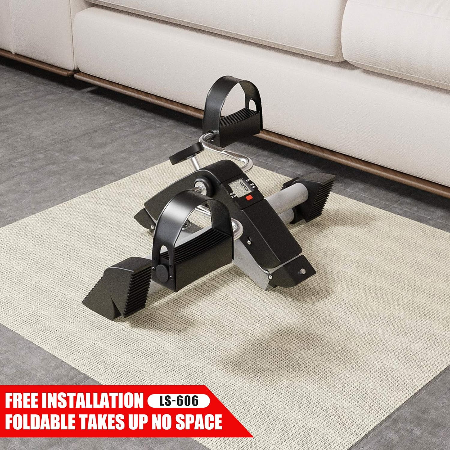 MBB Under Desk Cycle,Folding Pedal Exerciser,Mini Stationary Bike,Leg and Arm Exerciser Complimentary Triangle Anti - Slip Rubber Cover and Anti - Slip Pad: Health & Personal Care