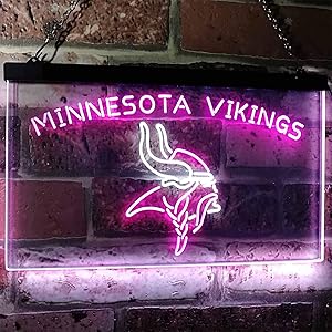 HGFDSA Neon Sign for Wall Decor Minnesotas Sport Team Viking Club Mancave Sign White + Purple W16 x H12 Home Bar Recreation Room Light, Gift for Boyfriend, Father