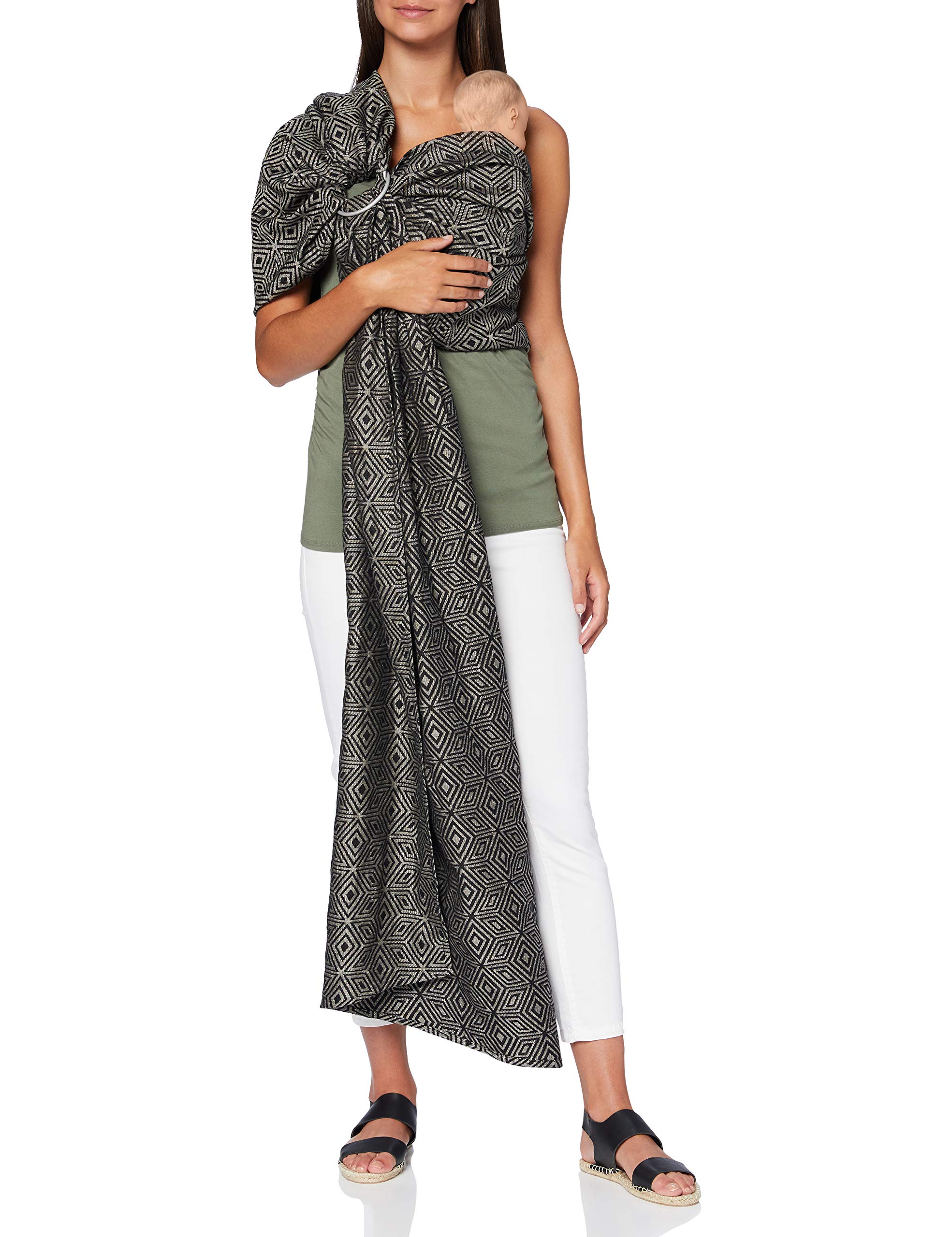 Little Frog 5902 Jacquard Ring Sling Size M Linen Cube M Black 260 g