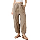 Xiaoxuemeng Womens Baggy Wide Leg Pants Casual Elastic Waisted Palazzo Harem Pants with Pockets