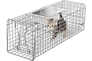 Smartxchoices 24" x 7.5" x 8" Small Live Animal Trap Steel Cage Catch and Release One Door Humane Rodent Cage Trap for Little Rabbits/Stray Cats/Squirrel/Skunk/Mink/Opossum Outdoor Animals