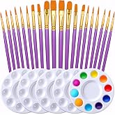 DUGATO Paint Brush &amp; Palette Set, 20 Brushes with 5 Mixing Trays, Purple | Nylon Painting Brushes Assorted Sizes &amp; Shapes with Plastic Paint Trays, Ideal for Acrylic Watercolor Oil &amp; Gouache Painting