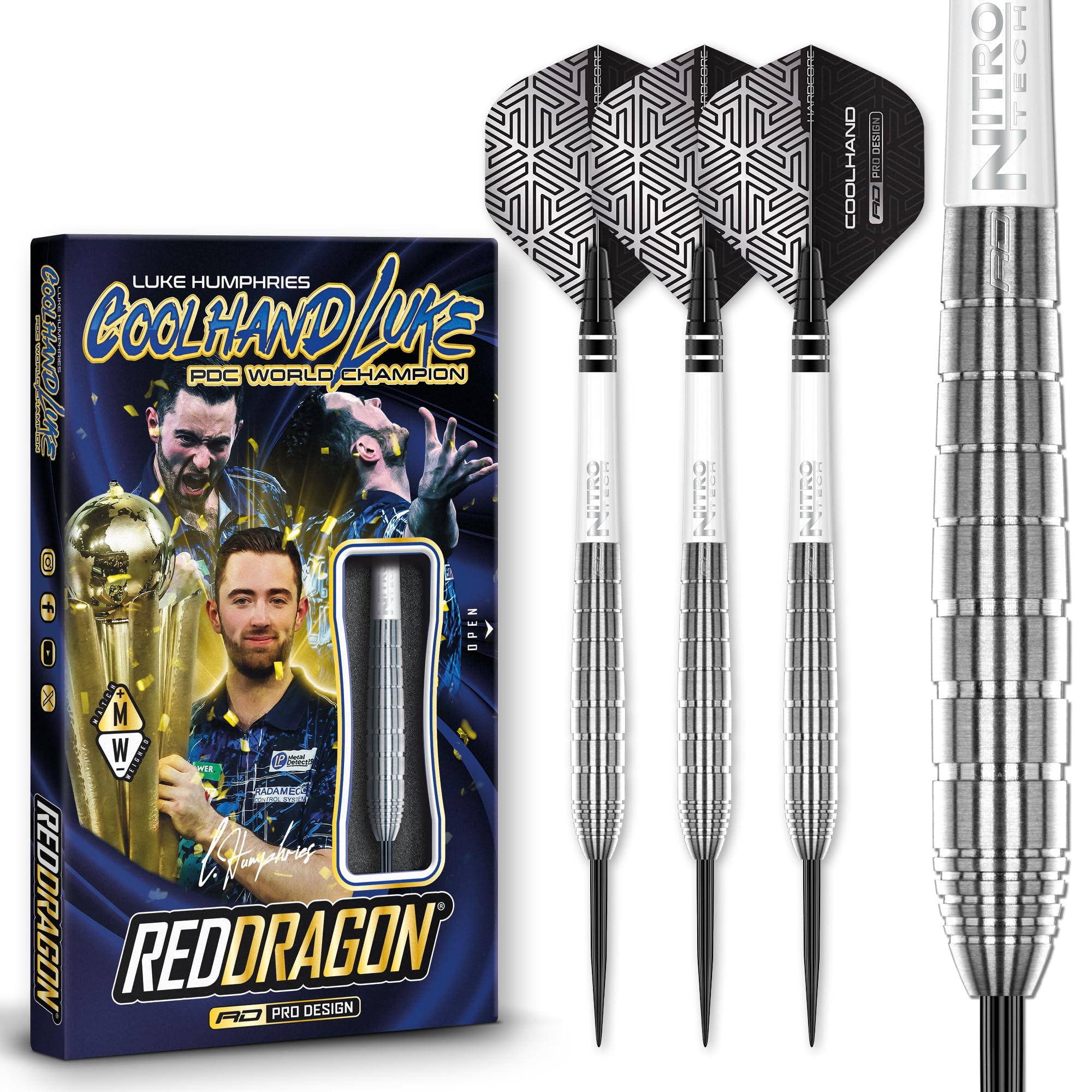 RED DRAGON Luke Humphries TX Series Premium Tungsten Darts Set with Flights and Stems (TX1, 22g)