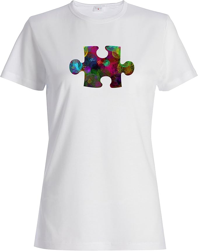 Puzzler puzzle piece colorful Women's T shirt Amazon.co.uk Kitchen & Home