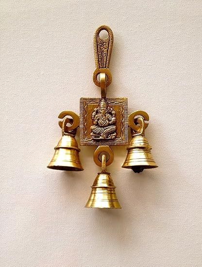 Two Moustaches Ganesha Design Brass Hanging Bells