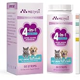 Merydi Dog &amp; Cat Urine Test Strips, 4-in-1 Pet Urinalysis Testing Kit | for Ketone, Glucose, pH and Nitrite, Reagent Strips for Vet Diabetes,UTI Monitor, 50ct Urine Test Kit Easy to Use at Home