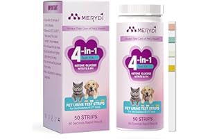 Dog & Cat Urine Test Strips, 4-in-1 Pet Urinalysis Testing Kit for Ketone, Glucose, pH and Nitrite, Reagent Strips for Vet Di