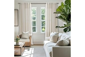 Natural Linen Curtains 84 Inch Long for Living Room Bedroom Grommet Top Light Filtering Privacy Textured Window Semi Sheer Dr