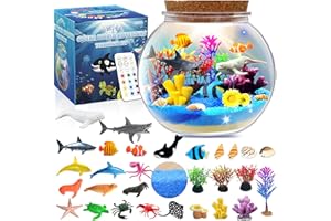 Ocean Light Up Terrarium Craft Kit for Kids- Sea Animal Toys Led Night Light Birthday Gift for Boys Girls Age 4 5 6 7 8-12 Ye