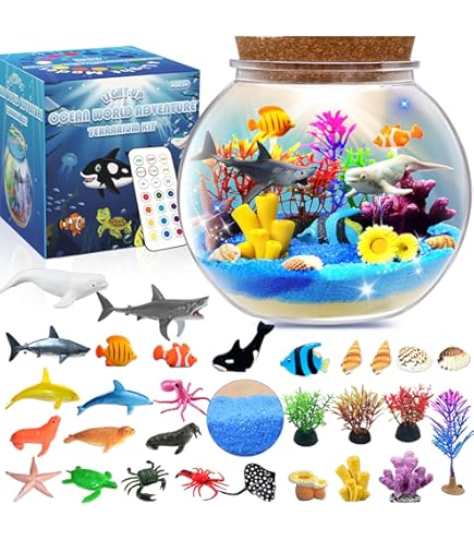 VigorFun Mermaid Terrarium Kit - DIY LED Night Light Craft For Girls Ages 4-10