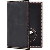 WHENON Passport Holder for Travel, Genuine Leather Passport Holder with Airtag, Rfid Passport Wallet Cover Case for Women Men, Travel Essentials Gift, Black