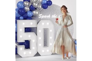 JoyMuse 4FT 50 Marquee Numbers, Large Light Up Numbers 50 for 50th Birthday Decorations Cool White Light Number 50 for Anniversary Birthday Party Decor