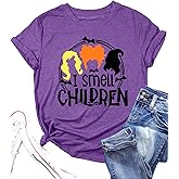 I Smell Children Halloween Shirt Women Sanderson Graphic Tshirt Hocus Pocus Shirts Fall Short Sleeve Tee Tops