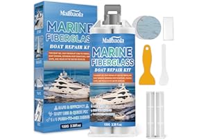 MALLBAOLA Marine Fiberglass Repair Kit for Boats, Gel Coat Repair Kit for Boats, Gelcoat Repair Kit Fix Holes, Chips, Pits, Deep Cracks, Fiberglass Boat Repair Kit for Fiberglass, Acrylic, Porcelain(White)