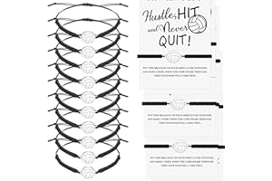 Hicarer Volleyball Charm Bracelet Adjustable Woven Jewelry Softball Charm Bracelet with Cardboard Volleyball Team Gifts for Team Players