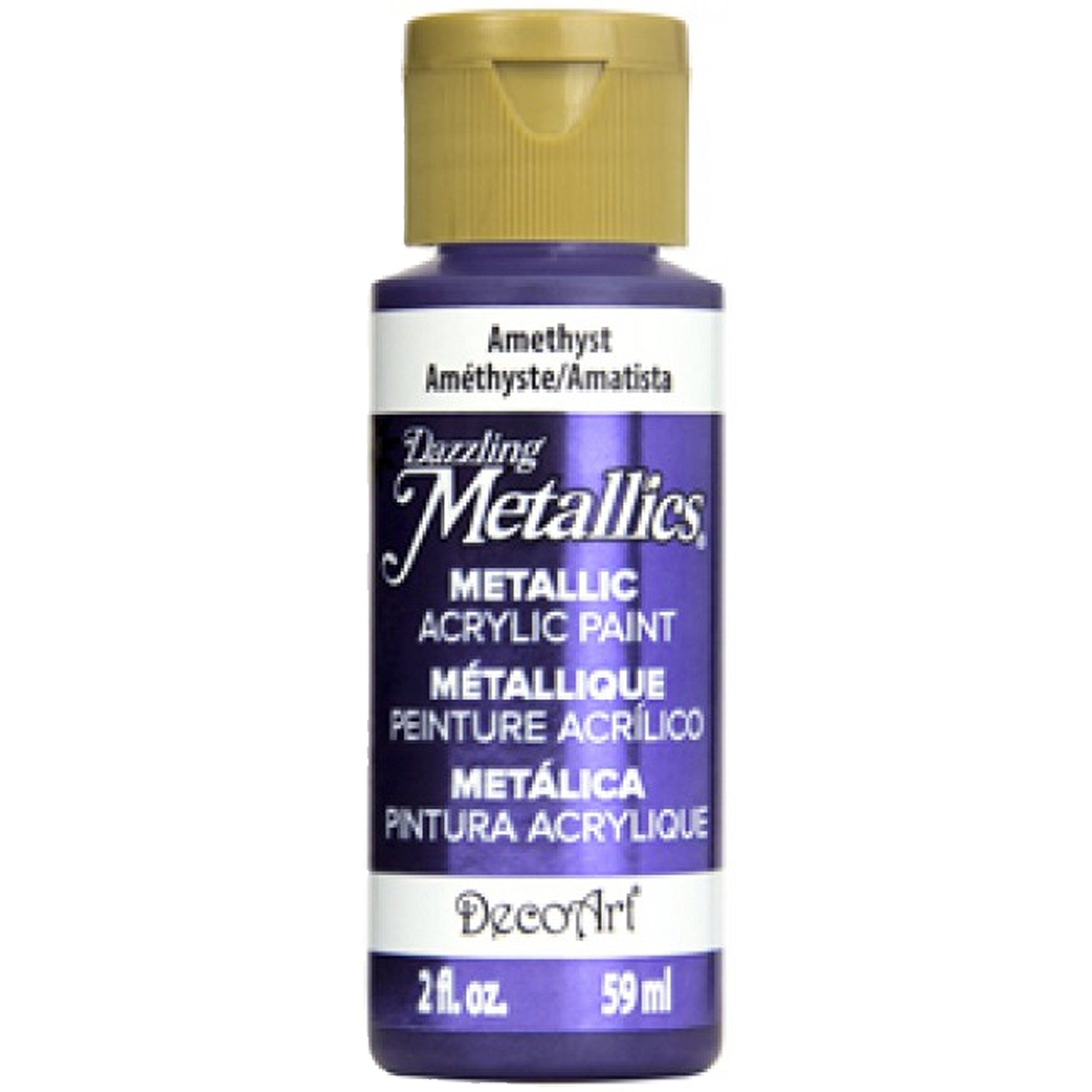 DecoArt Acrylic Paint Dazzling Metallic Neon All Purpose 59ml 2oz - 38 Colours (Amethyst - Metallic)