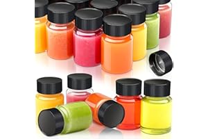 YZXODN 25 Pack 2 oz Plastic Shot Bottles with Cap, Empty Containers for Ginger, Juice, Liquids, Sample, Whiskey, Reusable Small Wide Mouth Travel Bottles for Christmas, DIY, Weddings, Parties