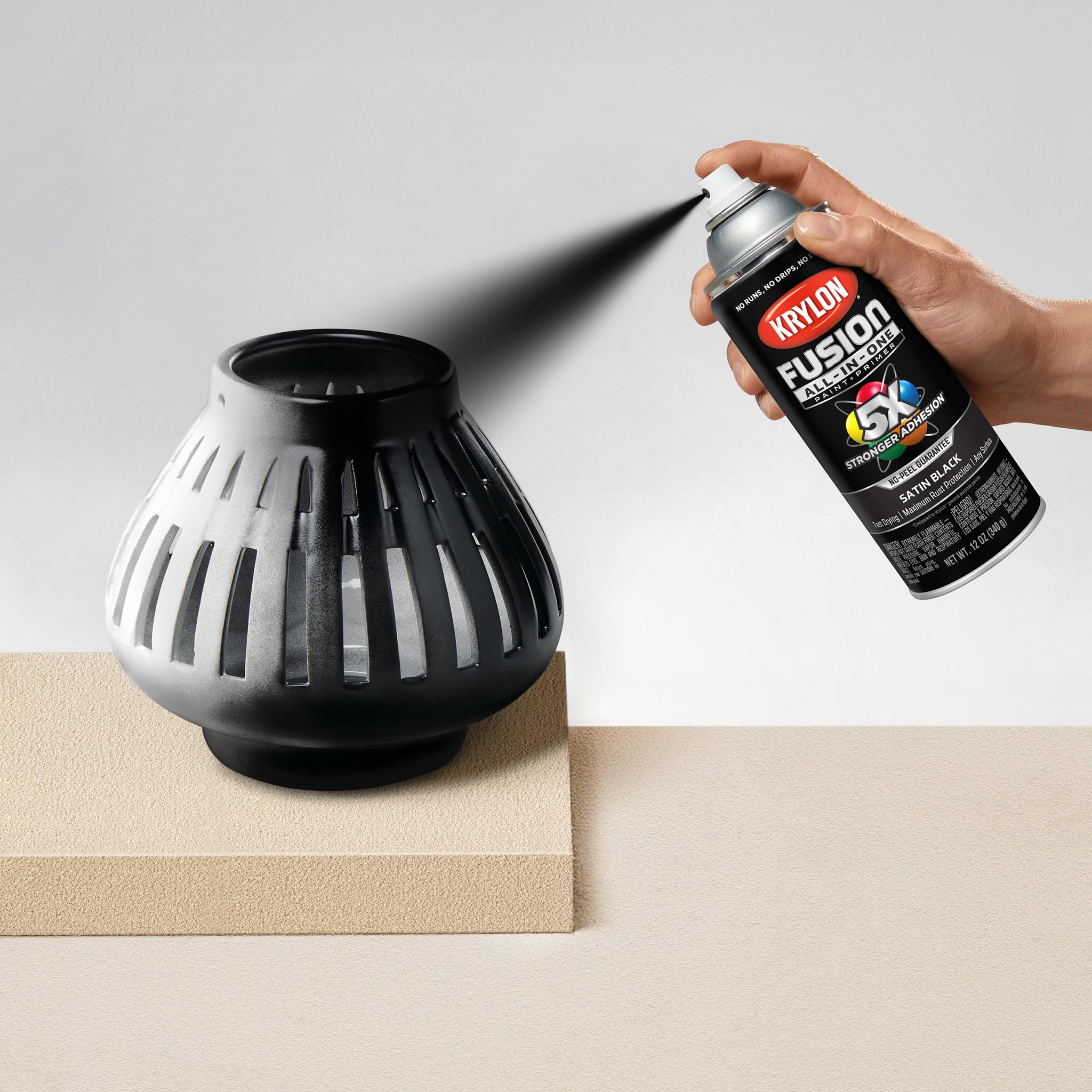 Krylon Fusion All-In-One Adhesive Spray Paint for Indoor/Outdoor Use, 12 oz, Black