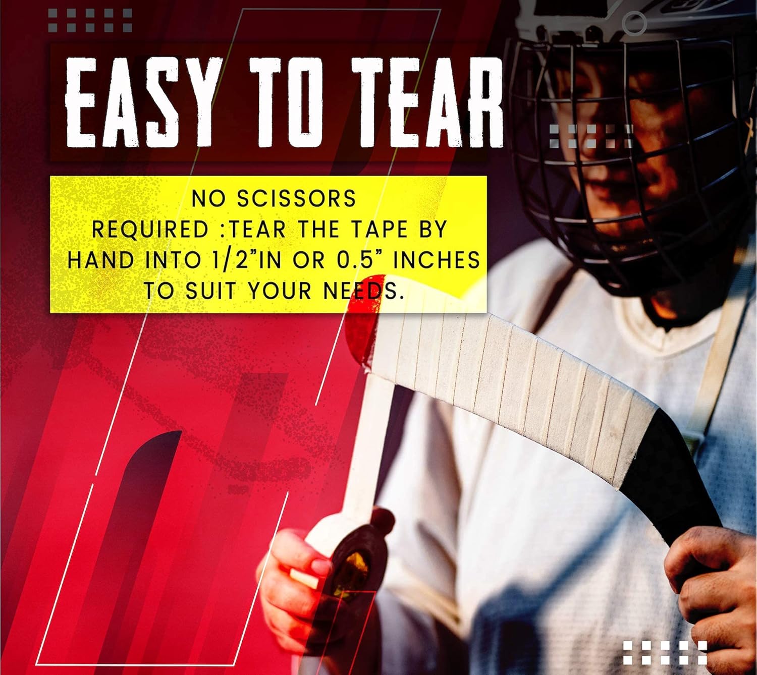 Hockey Tape - Multipurpose Sports Cloth Roll for Roller & Ice Hockey Stick Handles Blades - Grips for Lacrosse Baseball Bat NON-REFLECTIVE Strong Easy Tear - Wire management tapes Golfers tape (Mix) : Sports & Outdoors