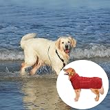 Geyecete Dog Drying Coat Bathrobe Pineapple Grid Red M view 5