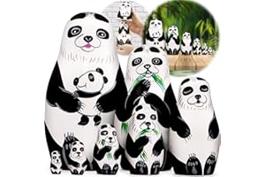 AEVVV Cute Nesting Dolls Panda Set 7 pcs - Panda Figurines - Nesting Panda Bears - Russian Stacking Dolls