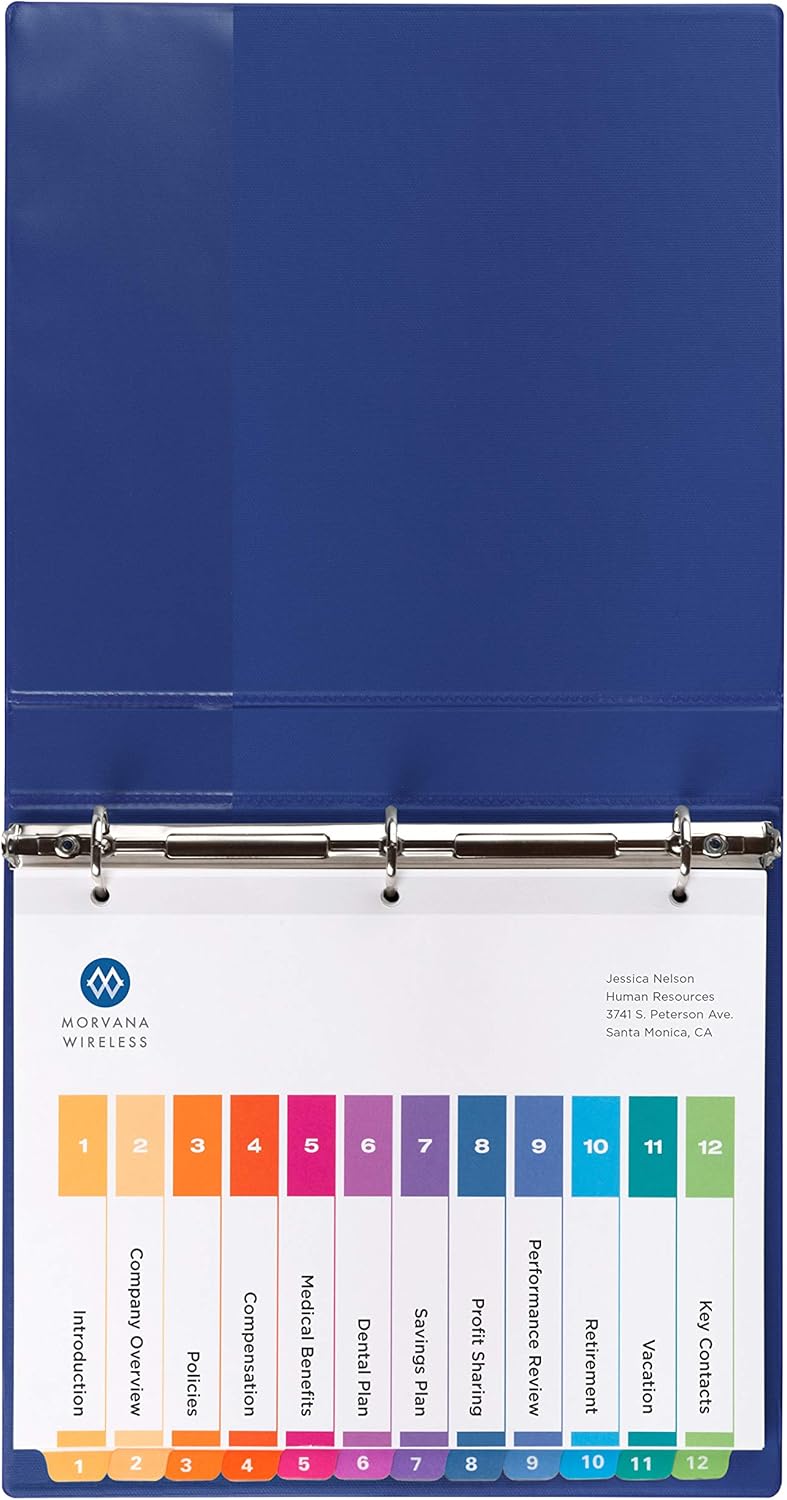 Avery Ready Index 12-Tab Binder Dividers, Customizable Table of Contents, Multicolor Tabs, 6 Sets (11196) : Binder Index Dividers : Office Products