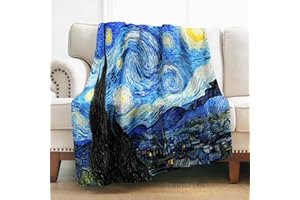 Levens The Starry Night Throw Blanket, Abstract Theme Decor for Couch Bed Sofa Travelling Camping, Birthday Christmas Soft Cozy Lightweight Flannel Fleece Blankets for Kids 50"x60"