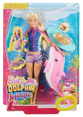 Barbie Doll with Color-Change Top, Puppy Squirt Toy and Dolphin
