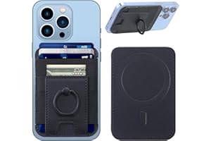coolodd for Magsafe Wallet with Secure-Grip Finger Loop, Strongest Magnetic Leather Wallet Card Holder for iPhone 15/14/13/12 Series, Magnetic Phone Wallet, Fit 6 Cards, RFID Blocking Black