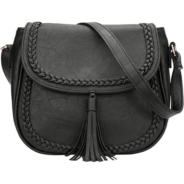 ALYSSA Double Compartment Large Flapover Crossbody Bag (Black