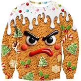 uideazone Mens Ugly Christmas Sweatshirt Funny 3D Print Pullover Shirts | Moisture Wicking Stretch Breathable Women Hilarious Sweater for Couple Ugly Sweater Party Xmas Themed Parade New Year Gifts