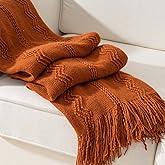 BATTILO HOME Fall Decor Caramel Throw Blanket for Couch, Rust Orange Throw Blanket for Bed, Decorative Fall Throw for Sofa, 50"x60"