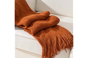 BATTILO HOME Fall Decor Caramel Throw Blanket for Couch, Rust Orange Throw Blanket for Bed, Decorative Fall Throw for Sofa, 50"x60"