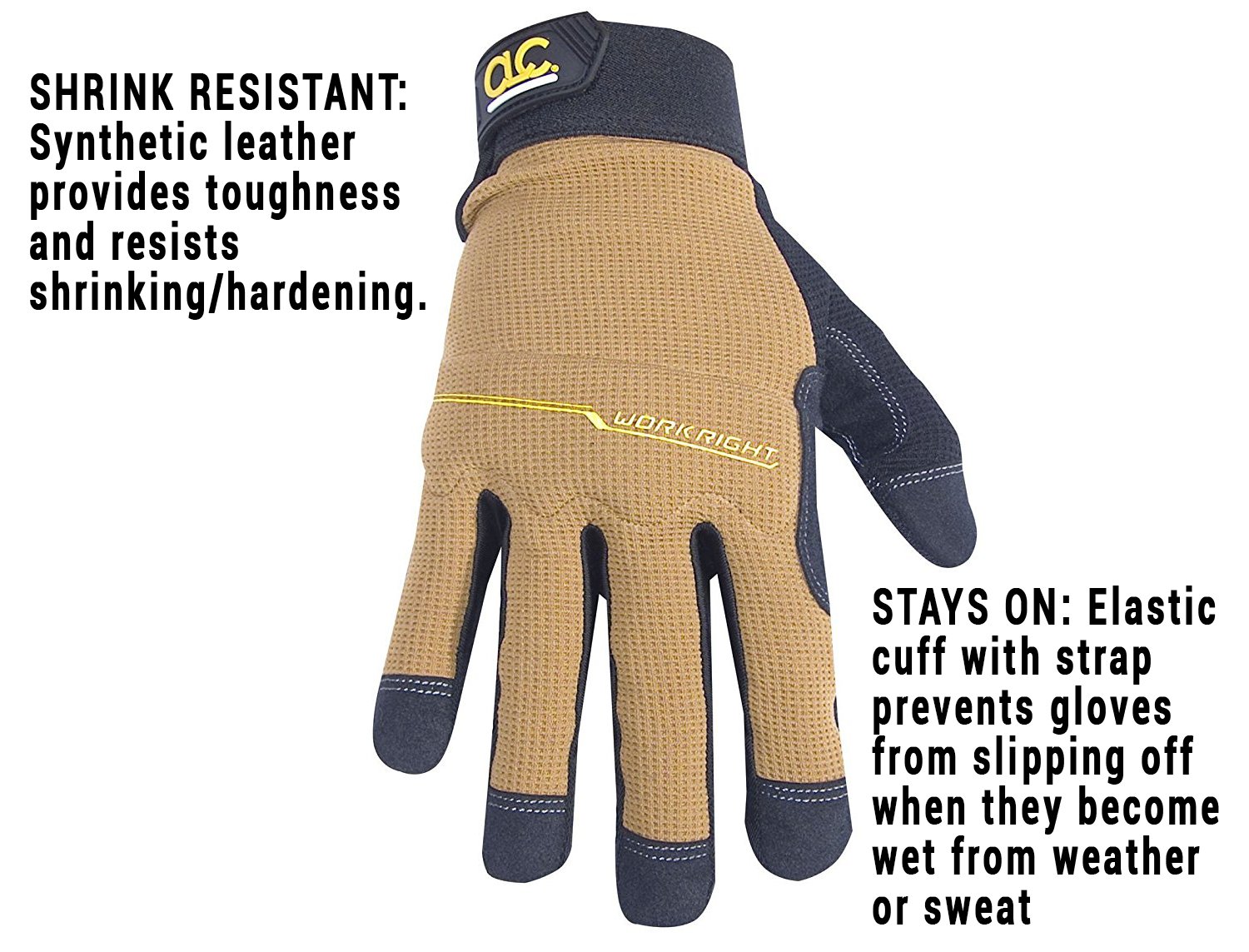 CLC Custom Leathercraft 124M Workright Flex Grip Work Gloves, Shrink