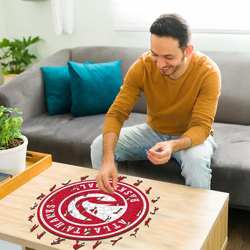 - Atlanta Hawks, Logo, Puzzle en Bois sous Licence Officielle NBA, 100% Durable, Taille S, 150 pièces — photo 2 sur 8
