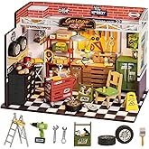 Rolife DIY Miniature House Kit Garage Workshop, Build 1/20 Mini House Building Kit with LED Craft Kits for Aduls Gifts for Hi