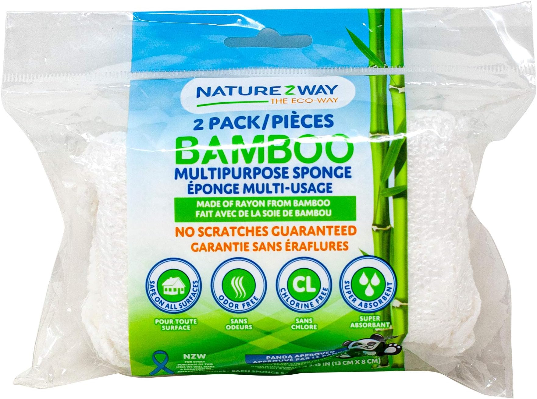 Housewares International NatureZway Rayon Made from Bamboo Sponge, 2 Pack