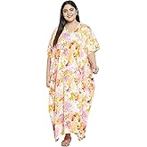 Oussum Women Plus Size Kaftans Kimono Polyester Dresses Loose Caftan Dress Ladies Evening Casual Long Maxi Lounge Beach Wear