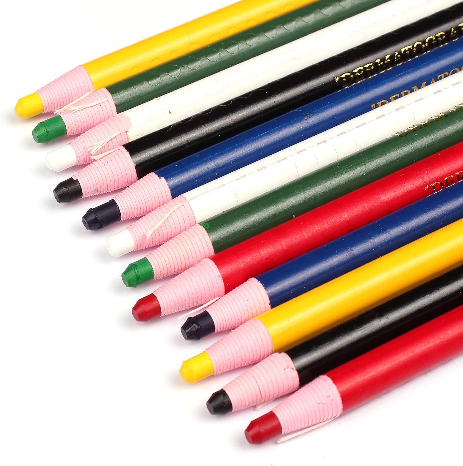Diamond Peel-Off China Markers, Glass, Cellophane, Vinyl, Metal, Skin, Etc..Assorted - Pack of 12 (Color Mix - 2×6 Color) : Office Products