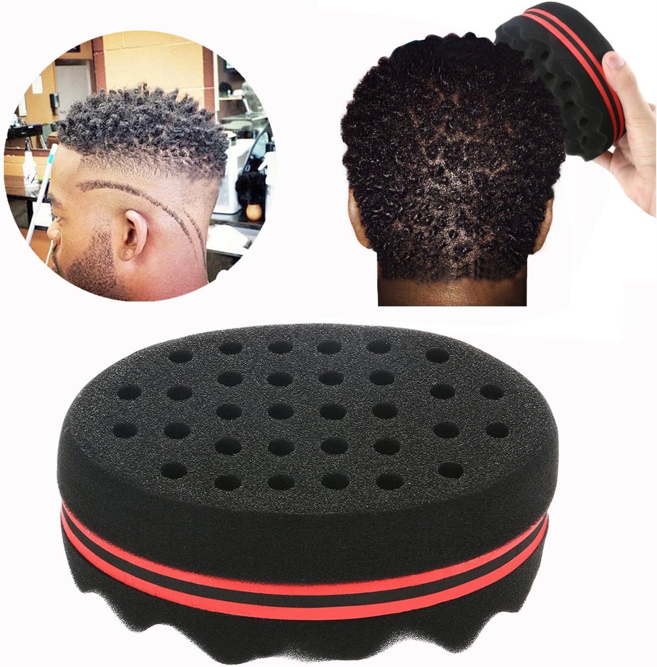 Cisixin 2 Pack Hair Twist Sponge Double Side Afro Braid Style Dreadlock Coils Wave Hair Curl Sponge Brush - Image 5
