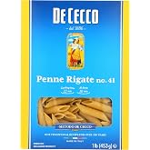De Cecco Penne Rigate No. 41 Pasta, 16 Oz | Authentic, Slow Dried, Made with Durum Wheat, Versatile Pasta for Sauces &amp; Recipes, Made in Italy