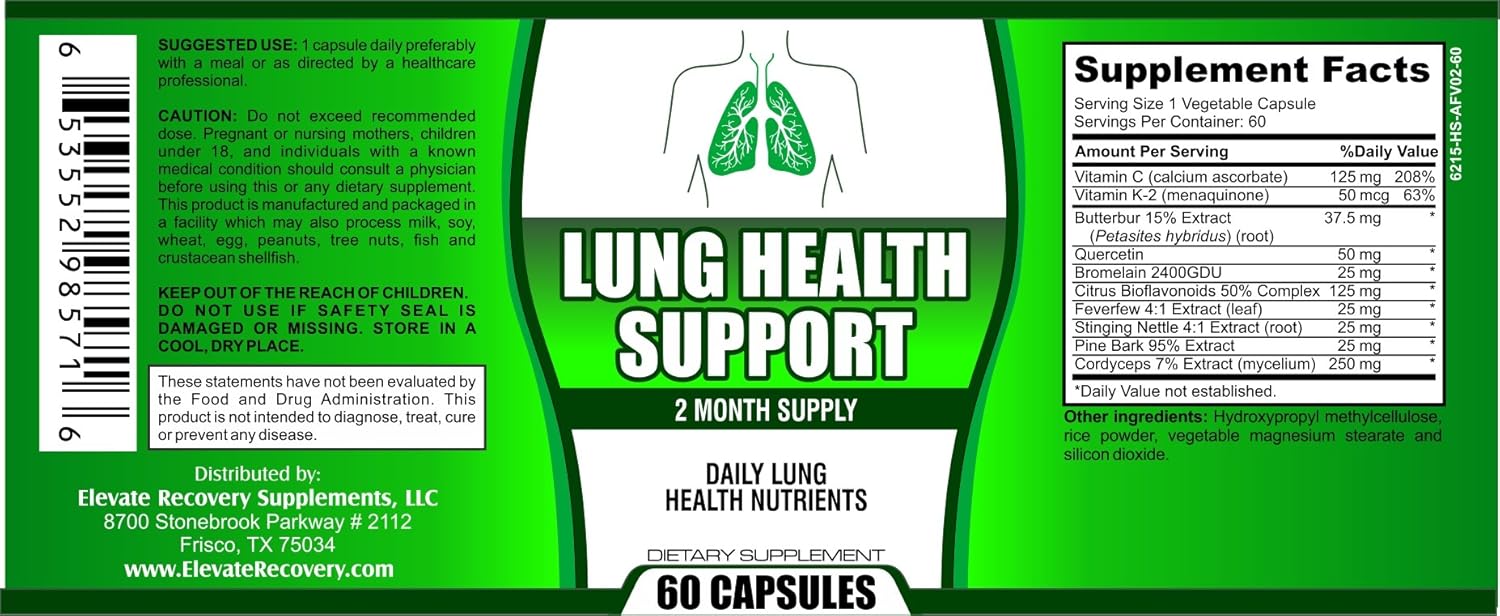 All-in-1 Lung Health Support Cleanse Supplement - Vitamins - Pills - Natural Lung Supplements - 60 Capsules: Health & Personal Care