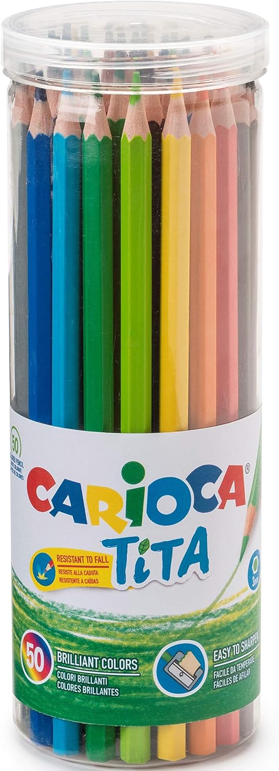 CARIOCA Colour Pencils, Tita Coloured Pencils, Bright and Washable Colours, Extra Strong Lead diameter 3mm, Smooth Writing