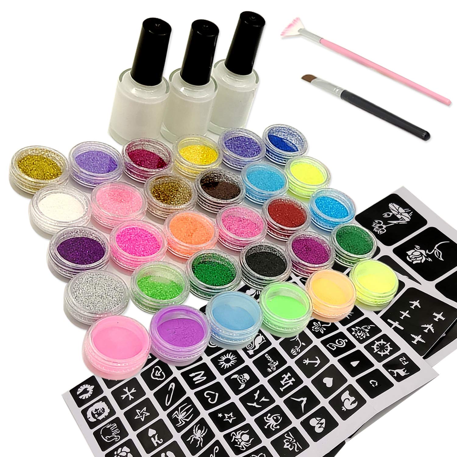 Glitter Tattoo Kit Body Glitters Set, Glitter Temporary Tattoos, Make Up Body Face Paint for Kids Teenagers or Adults Birthday Gift Christmas Party Supplies