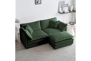 Tmsan 76.7" Modular Sectional Sofa, Convertible Modern L Shaped Sofa Chenille Cloud Couches Set with Ottoman for Living Room Bedroom Apartment Office, 2 Seater